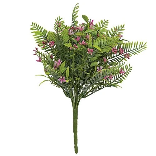 ๐ Pink Fernshot Blooms 12" Faux Floral Bush