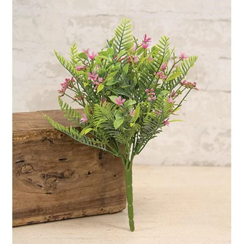 ๐ Pink Fernshot Blooms 12" Faux Floral Bush - Image 2