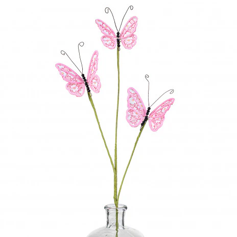 ๐ Pink Floral Butterfly 26" Spray