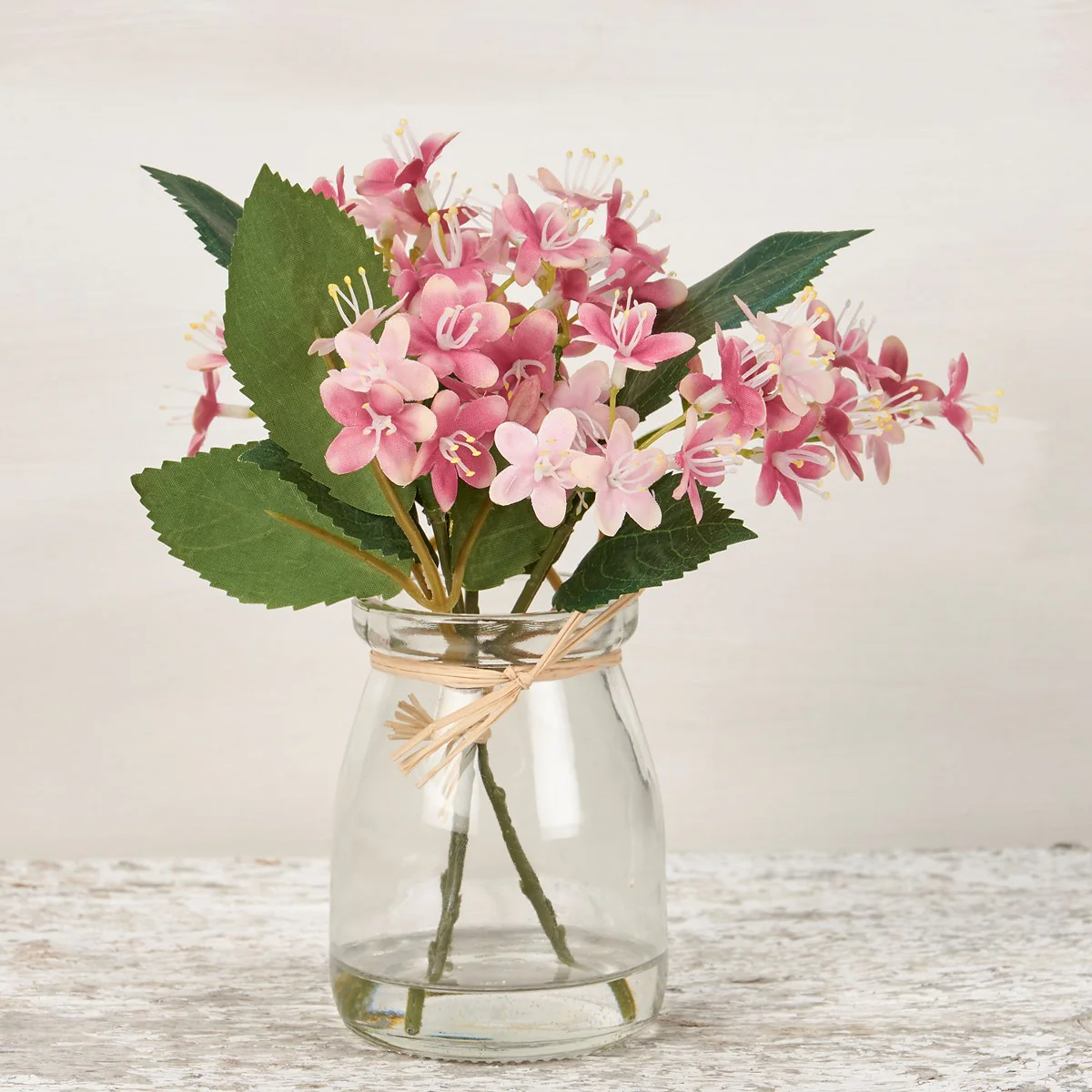 Pink Floral Faux Spring Bouquet in Vase 8" H
