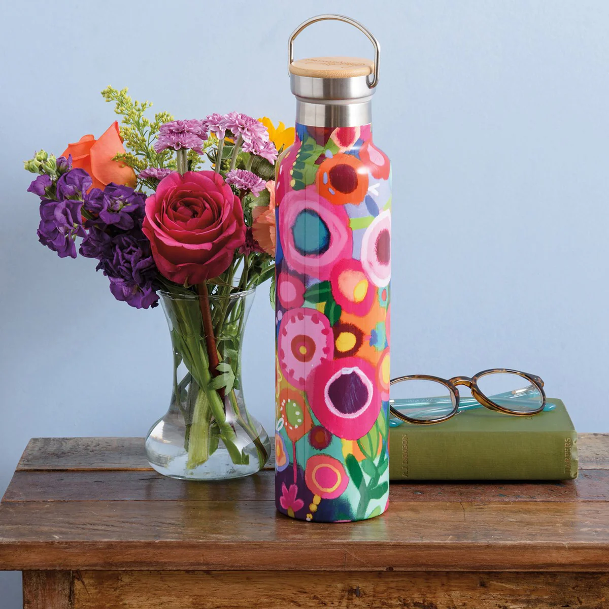 Pink Floral Insulated Bottle 25 oz Hot and Cold - Image 2