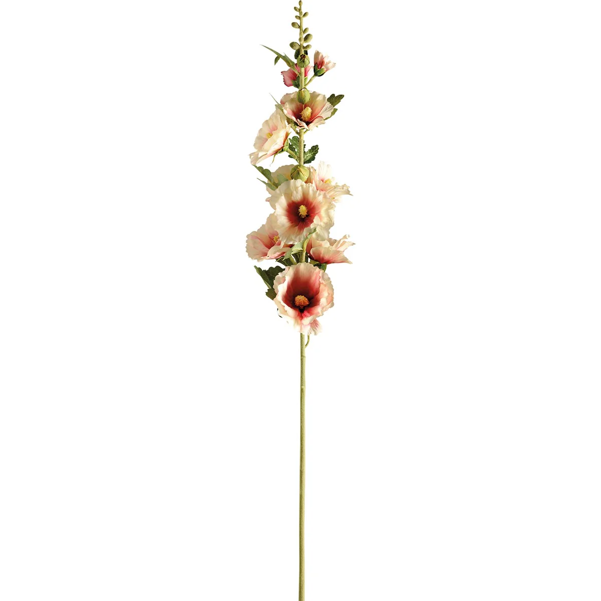 Pink Hollyhock 36" Faux Floral Pick - Image 2