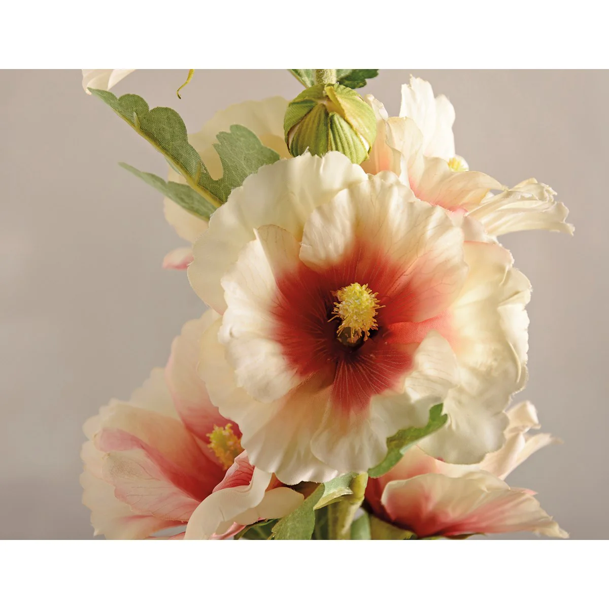 Pink Hollyhock 36" Faux Floral Pick - Image 3