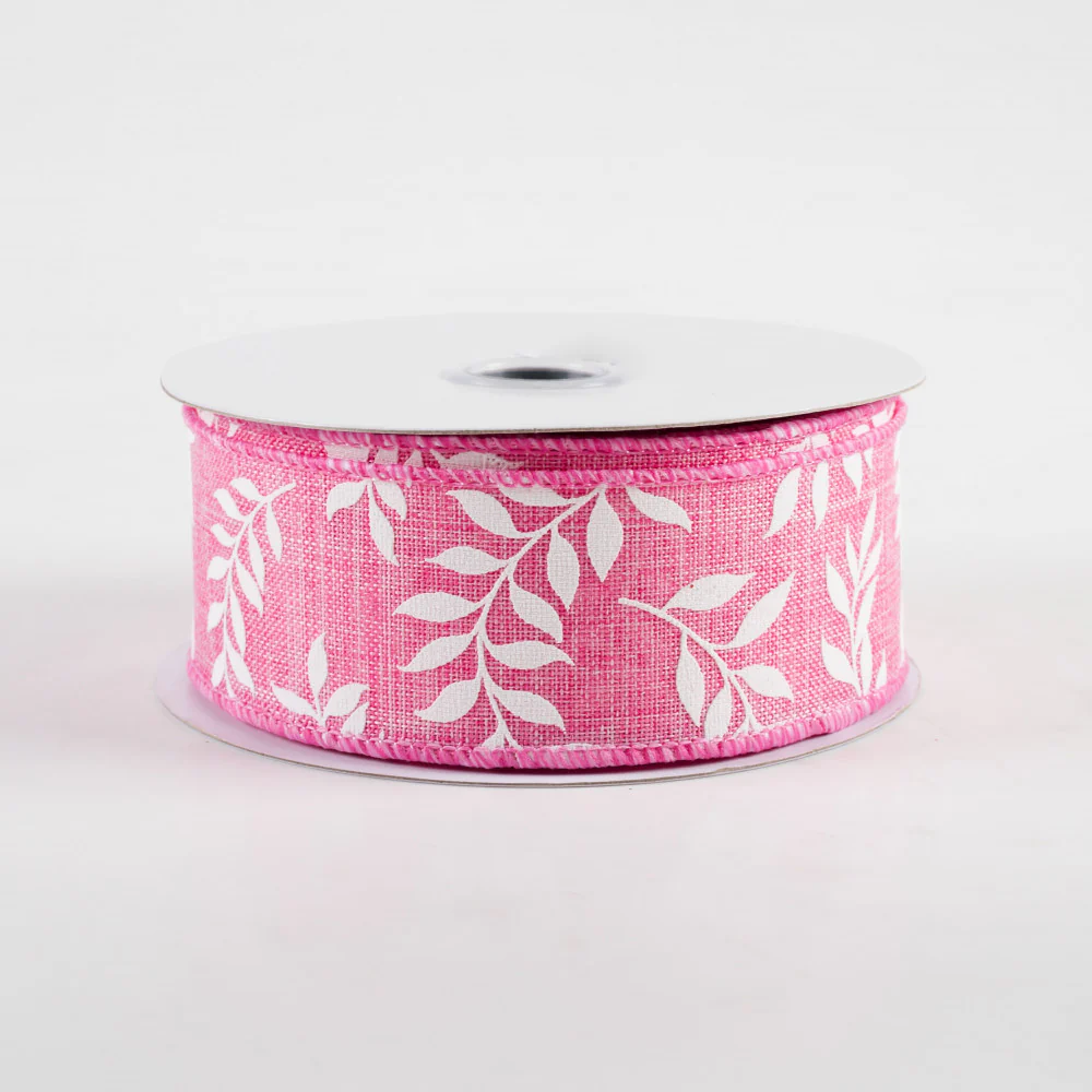 ๐ ๐ฅ Pink Laurel Leaf Ribbon 1.5" x 10 yards - Image 2