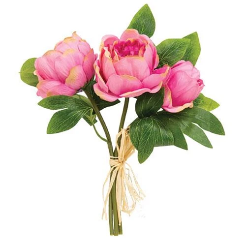 Pink Peony 10" Faux Floral Bouquet - Image 2