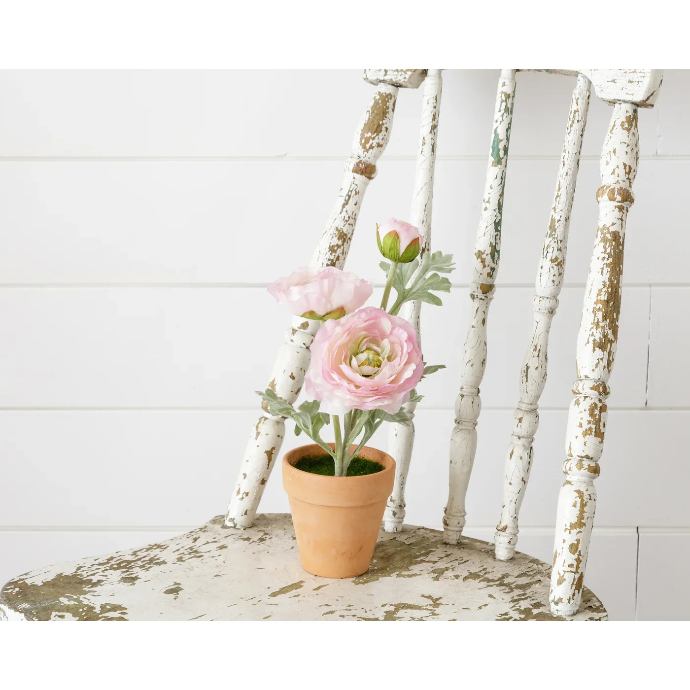 Pink Ranunculus 11" Faux Potted Plant - Image 2