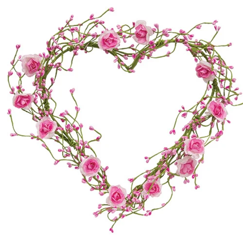 Pink Roses & Pip Berry Heart 10.5" Faux Floral Wreath - Image 2