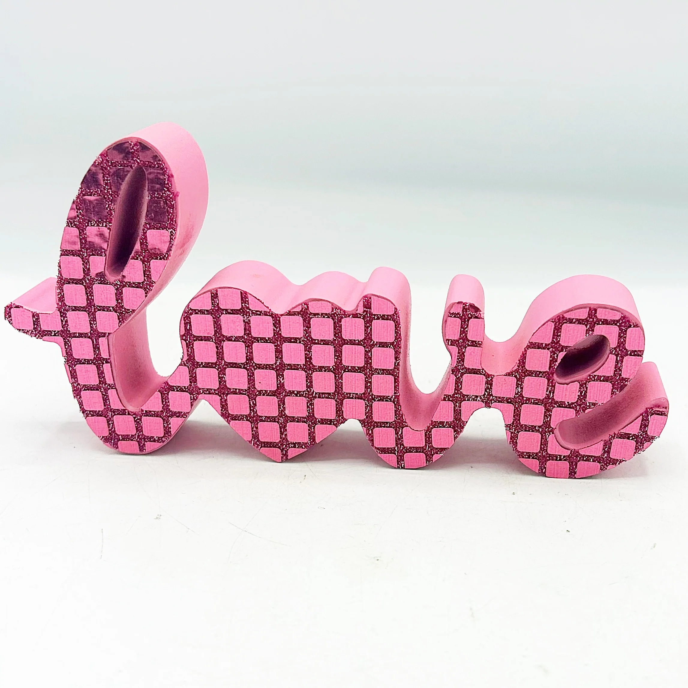 Pink Sparkle Love Script 7" Sitter Sign