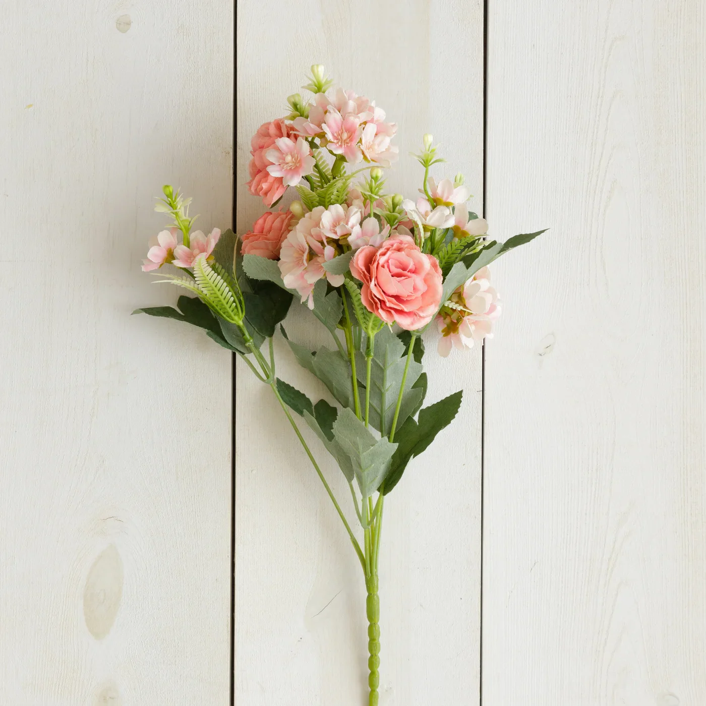 ๐ Pink Verbena And Miniature Roses 14" Faux Floral Bunch