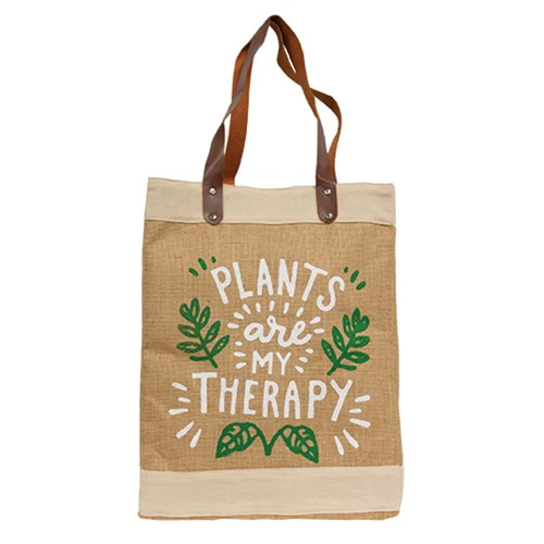 Plants Are My Therapy Jute Tote - Image 2