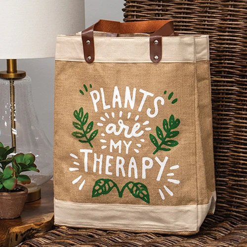 Plants Are My Therapy Jute Tote - Image 3