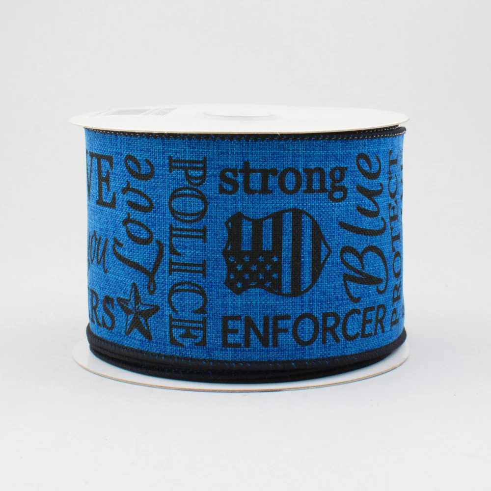 ๐ Police Support Black & Royal Blue Ribbon 2.5" x 10 yards