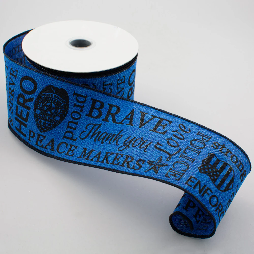 ๐ Police Support Black & Royal Blue Ribbon 2.5" x 10 yards - Image 2