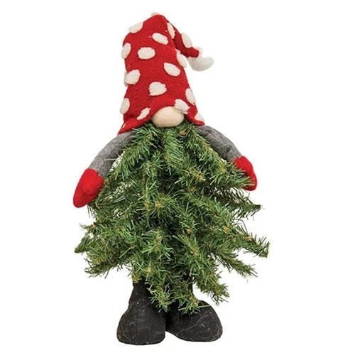 Polka Dot Christmas Tree Gnome Standing w/ LED Lights 20" H - Image 2