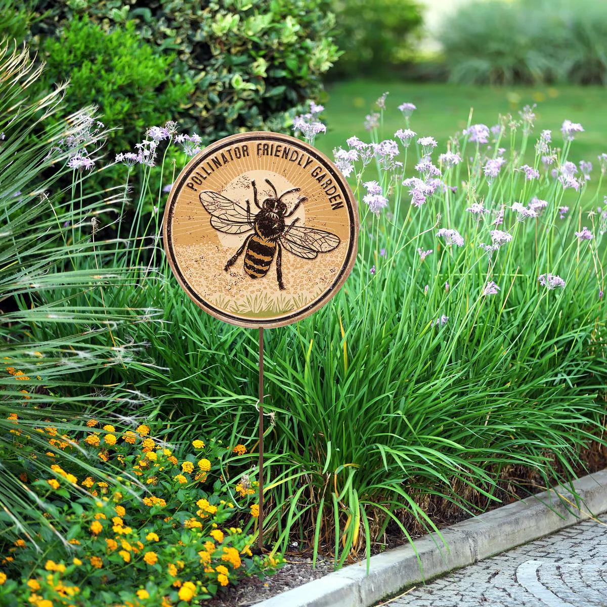 Pollinator Friendly Garden Bee 18" Metal Pick - Image 2