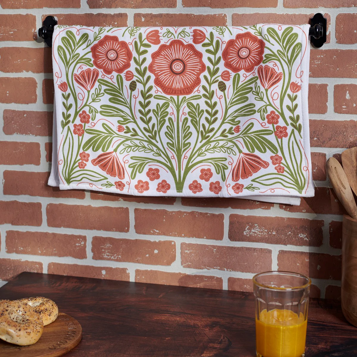Poppies Folk Art Kitchen Towel - Image 3