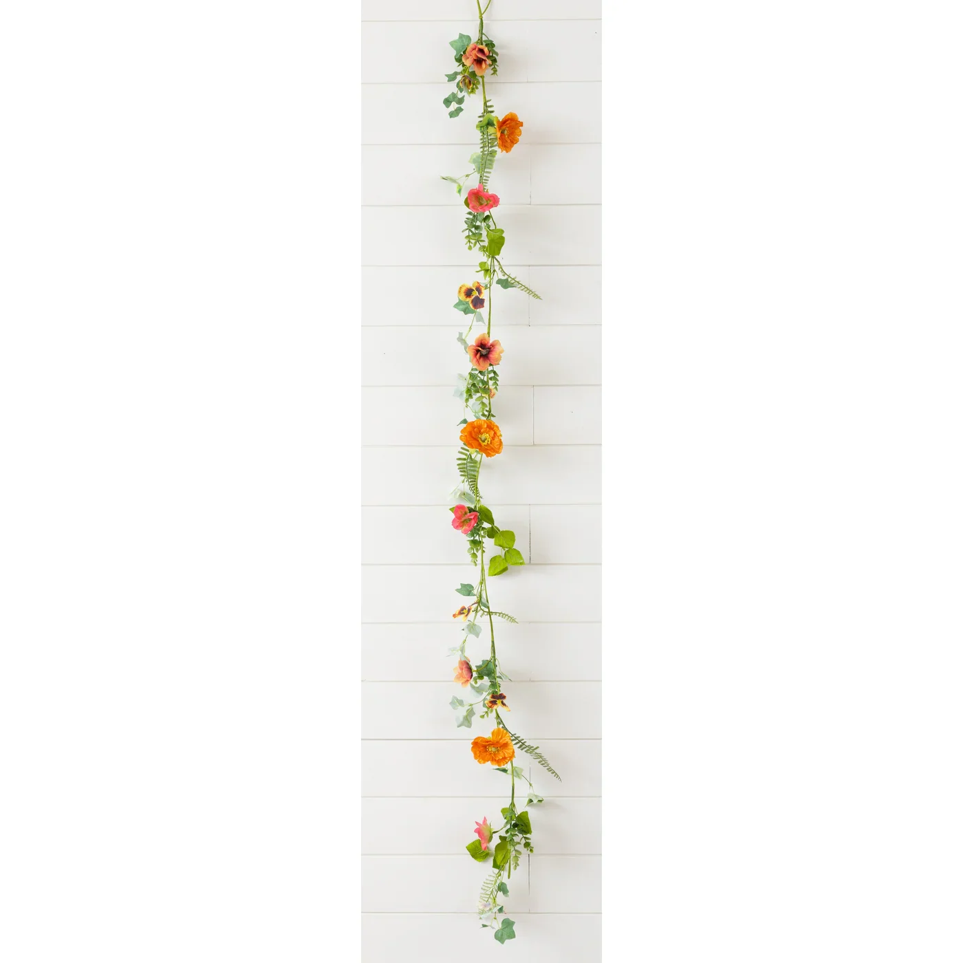 ๐ Poppy and Pansy with Greenery 70" Faux Floral Garland