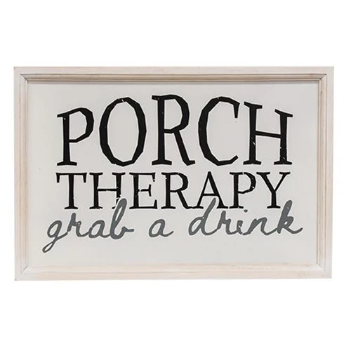 Porch Therapy Grab A Drink 17.5" White Framed Sign - Image 2
