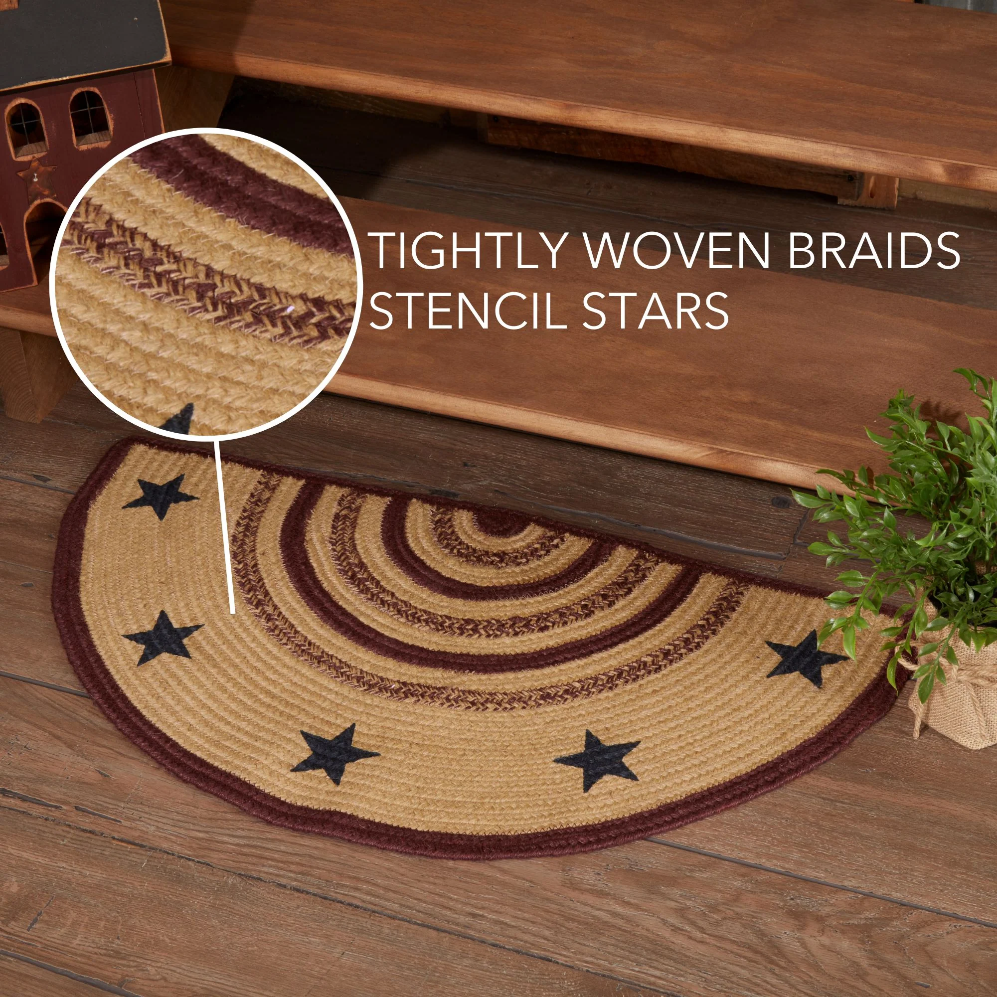 DAY 8 ❤️🫐 20 RED WHITE + BLUEBERRY DAYS Potomac Americana Stencil Stars Half Circle Jute Rug - Image 6