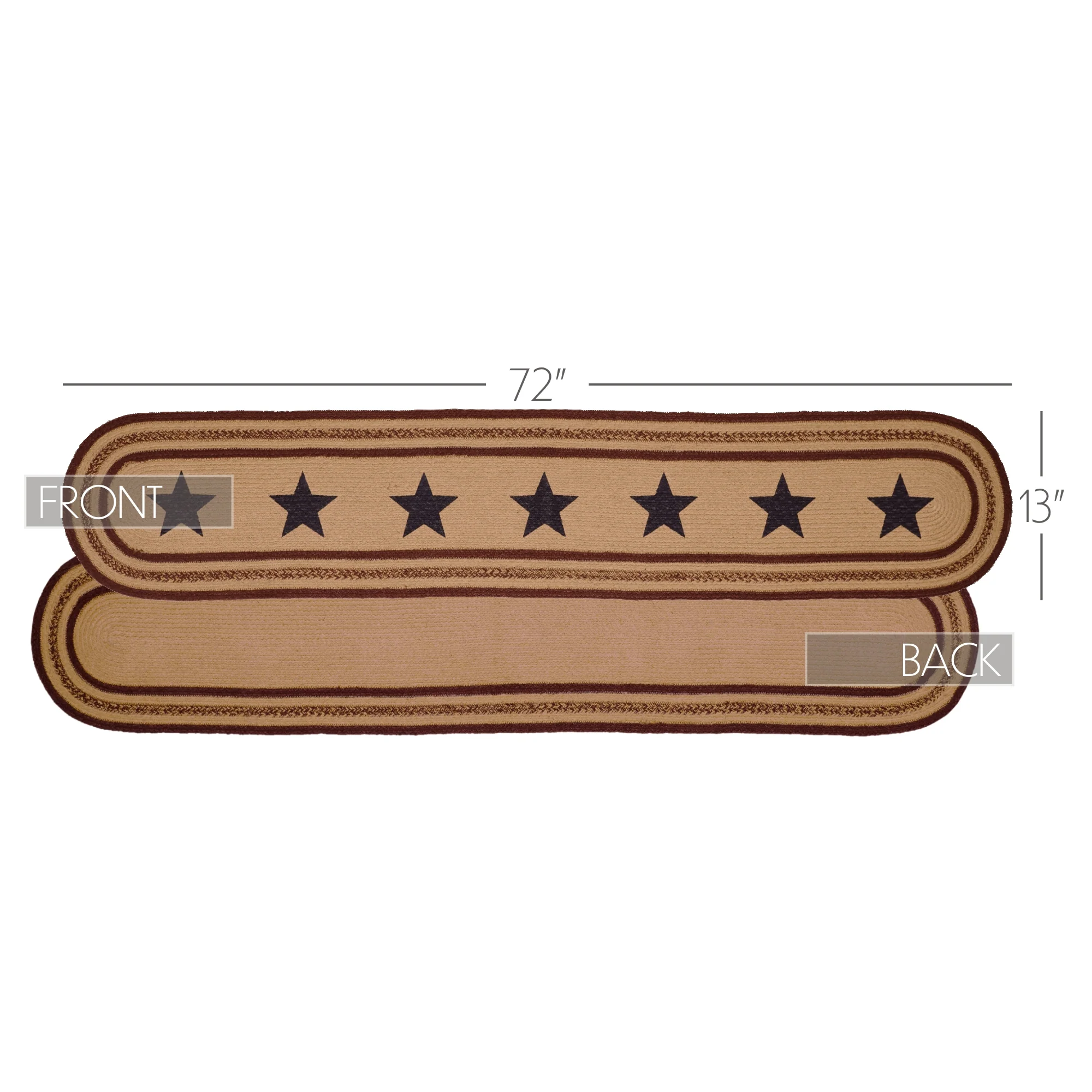 Potomac Jute Americana Stencil Stars 72" Table Runner - Image 2