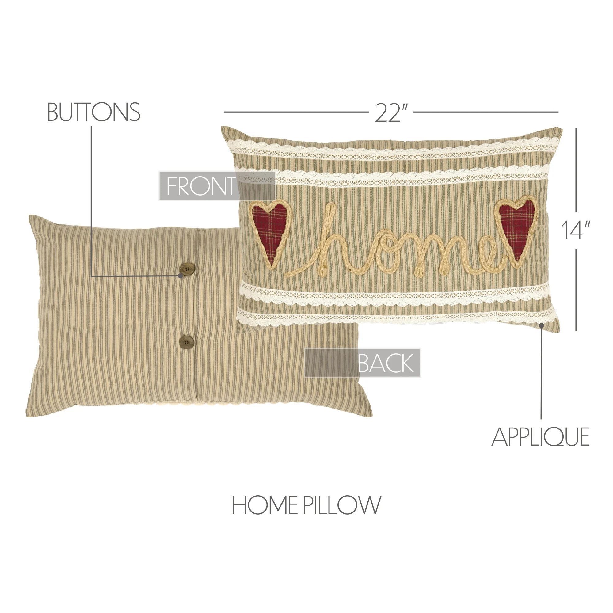 💙 Prairie Winds Home Hearts 22" Pillow - Image 2