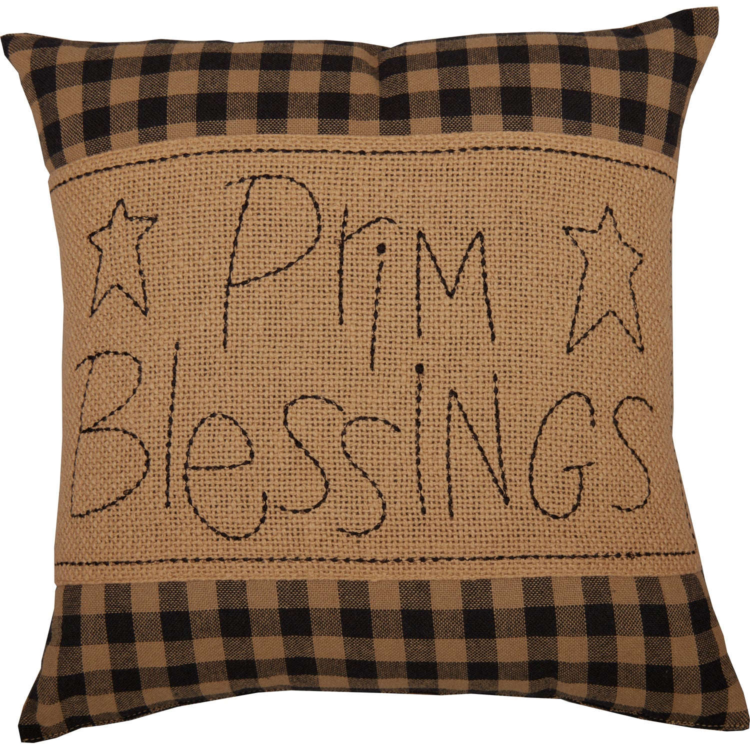 Prim Blessings Black Check 12" Accent Pillow - Image 2