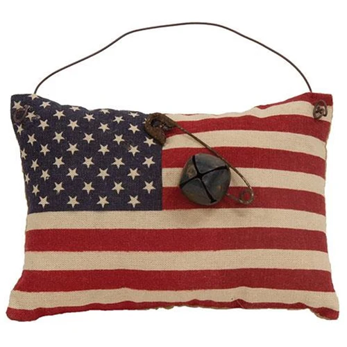 ๐ Primitive American Flag Ornament with Rusty Bell - Image 2