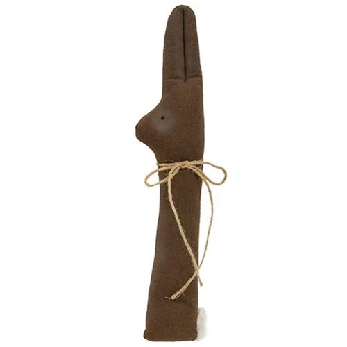 Primitive Chocolate Peeking Bunny 14" Fabric Figure - Image 2