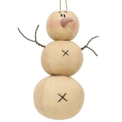Primitive Fabric Snowman Ornament
