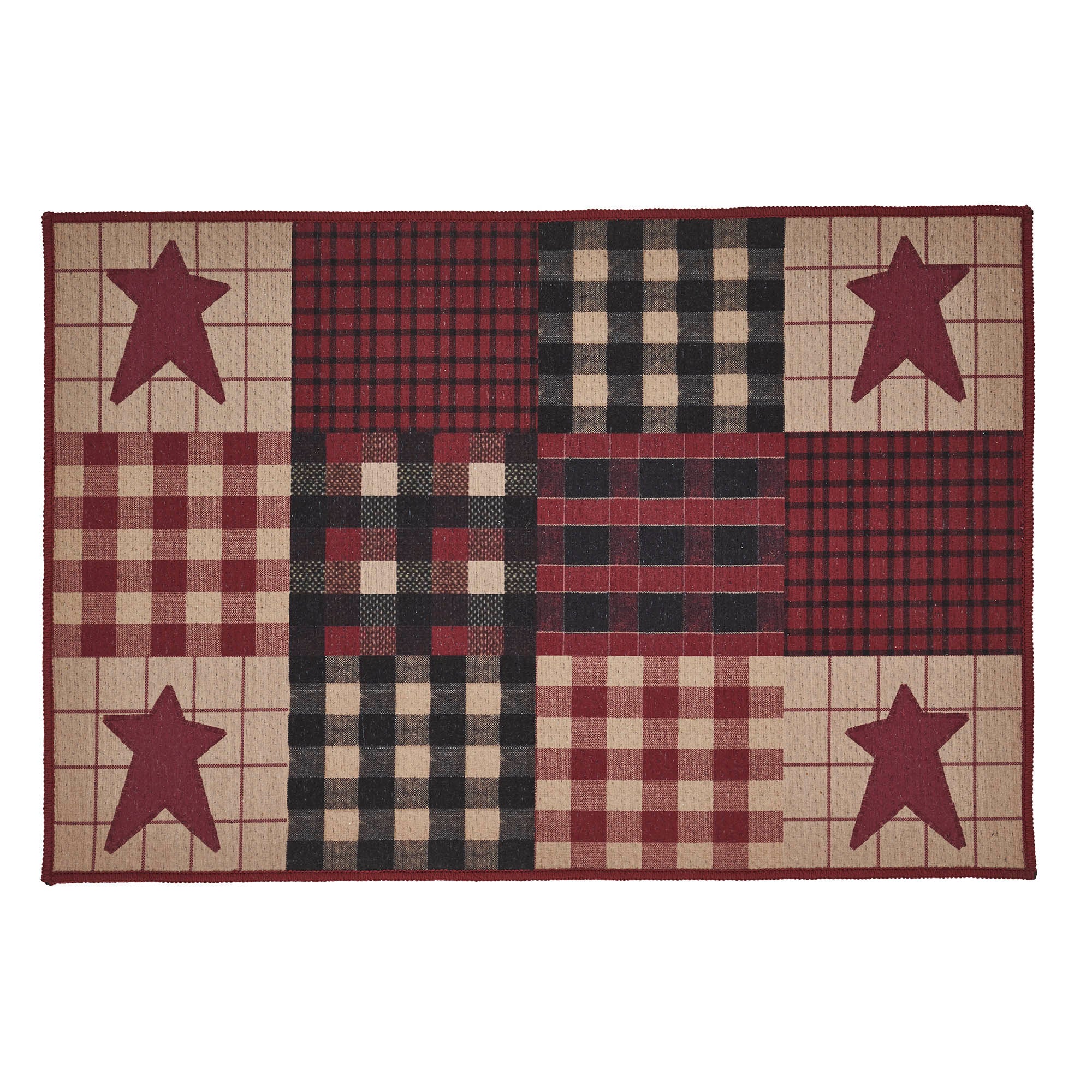Primitive Stars Burgundy and Black Indoor/Outdoor Rug 20" x 30" - Image 2