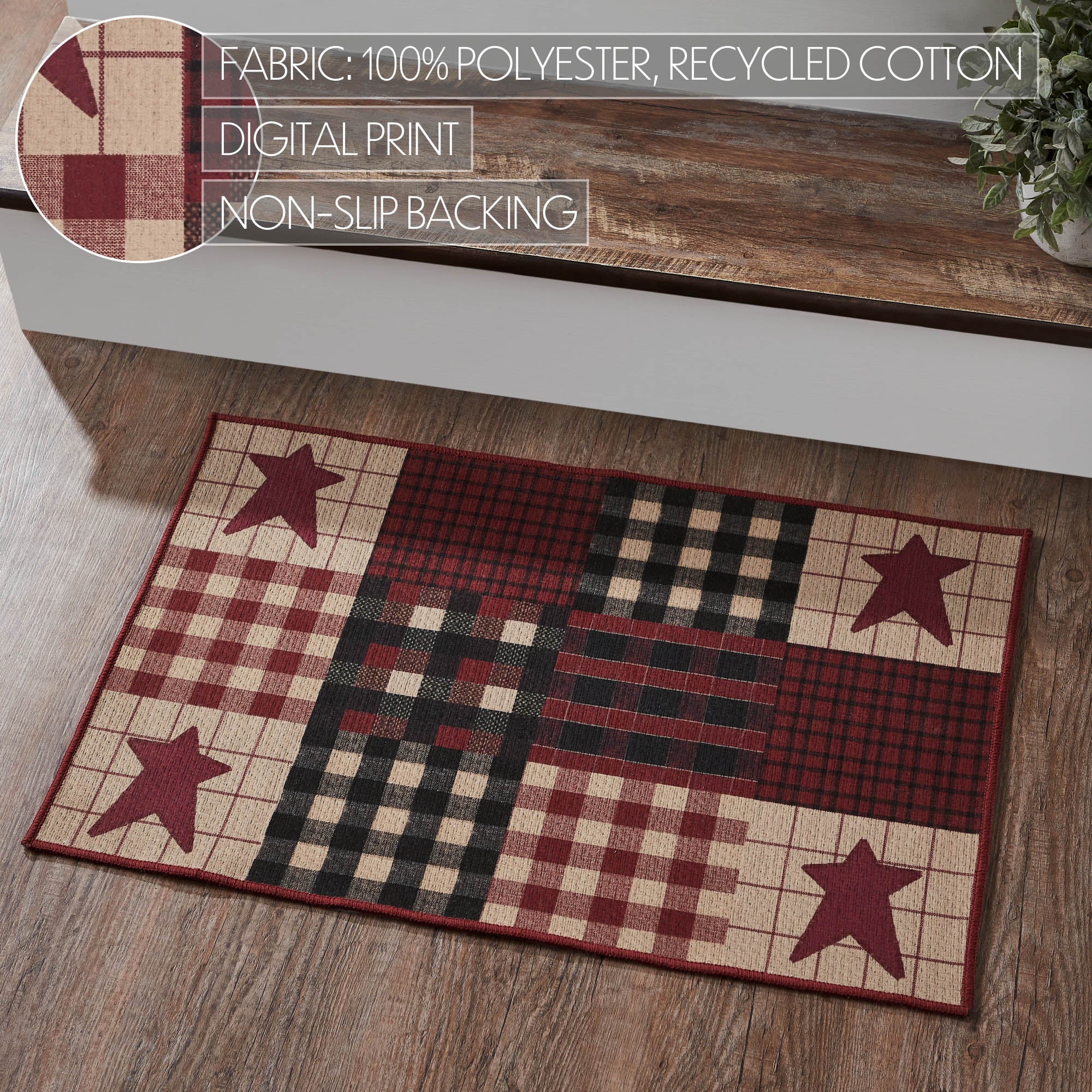 Primitive Stars Burgundy and Black Indoor/Outdoor Rug 20" x 30" - Image 3