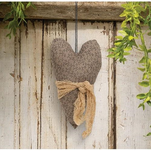 ๐ Primitive Stuffed Floral Heart Ornament - Image 2