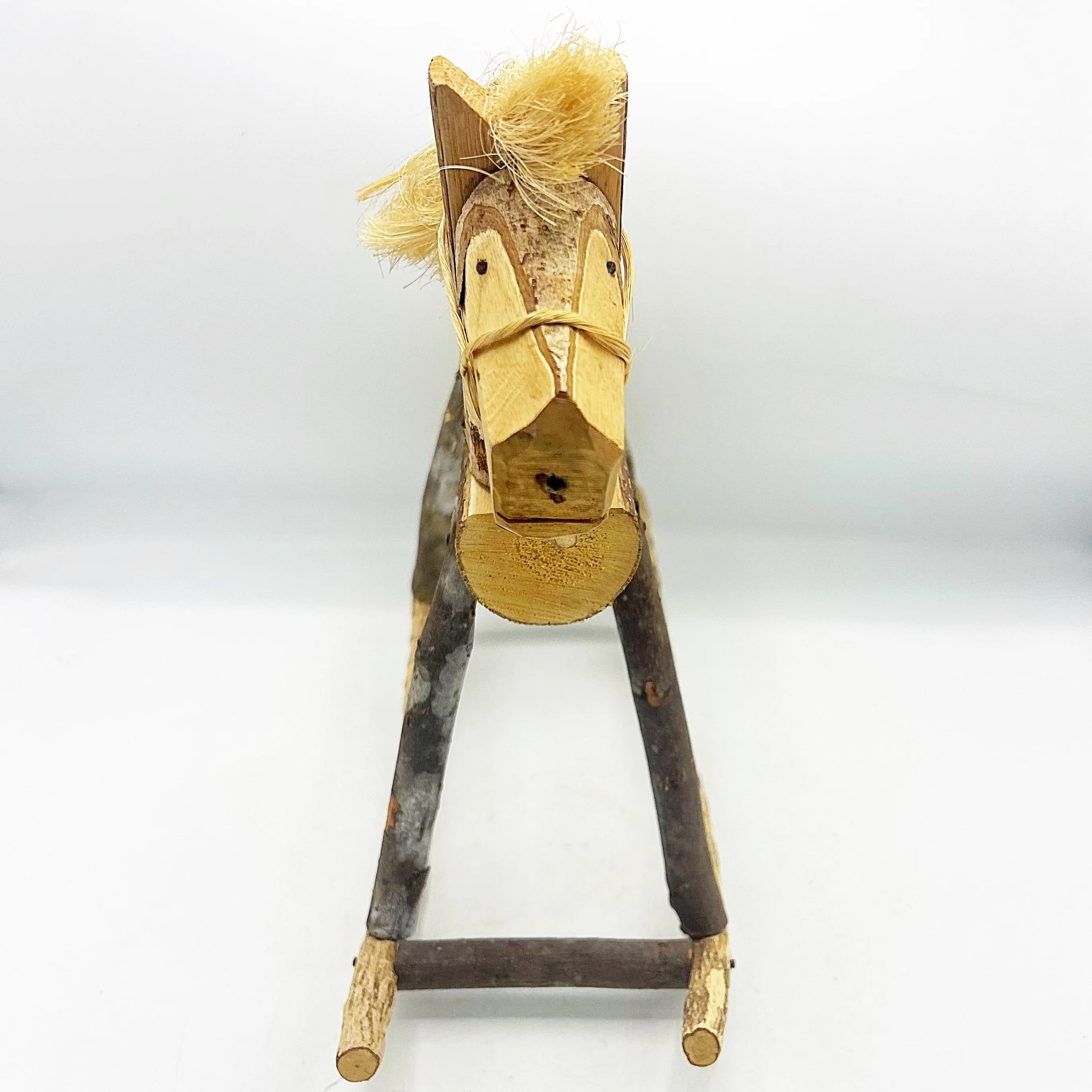 Primitive Wooden Rocking Horse Folk Art Rustic Country Decor - Image 2