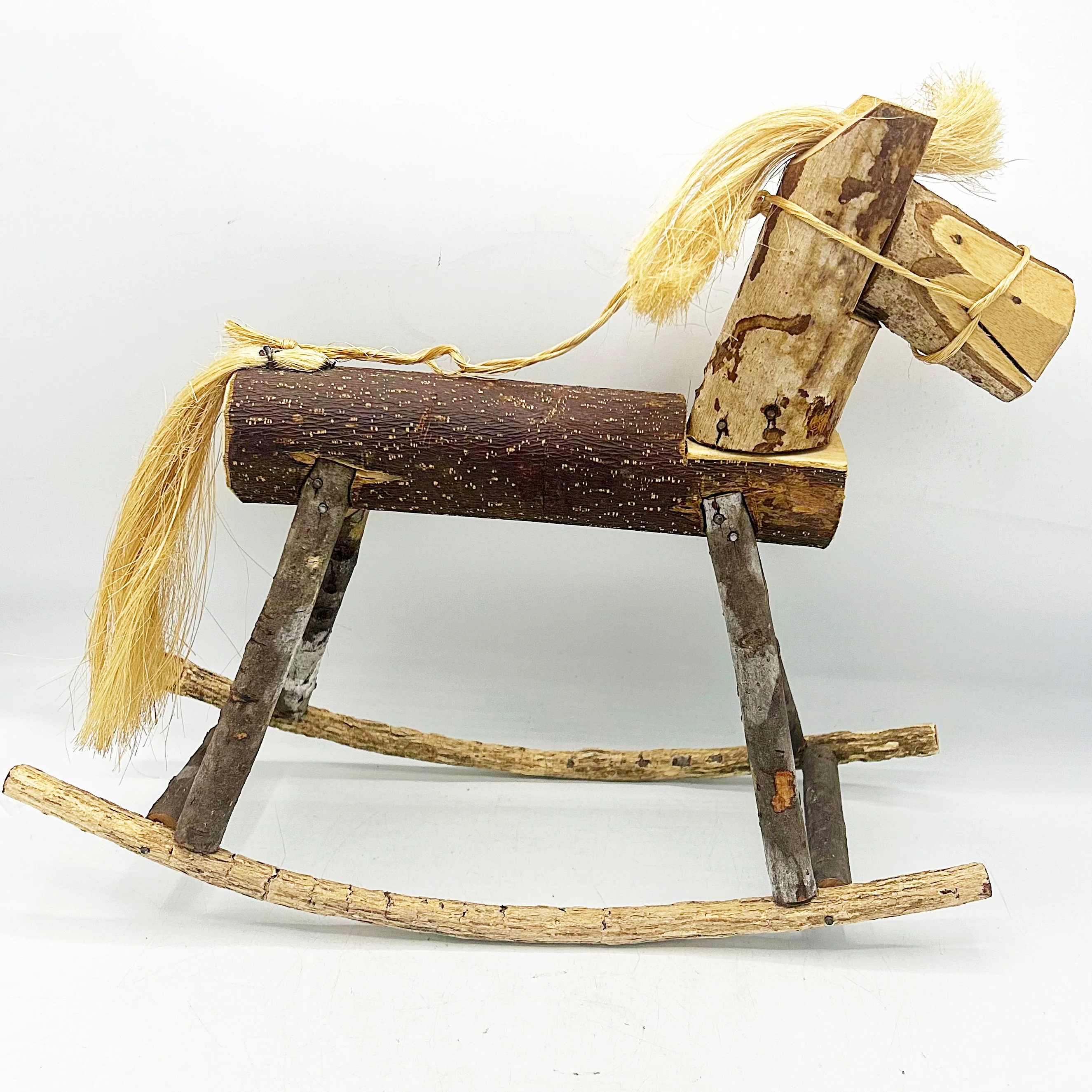 Primitive Wooden Rocking Horse Folk Art Rustic Country Decor - Image 5