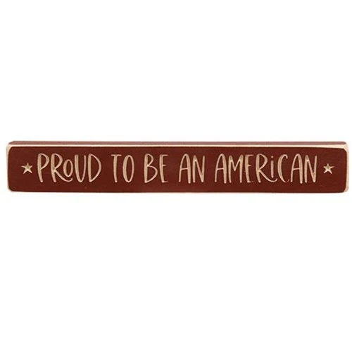 Proud to Be An American 12" Engraved Wooden Block - Image 2