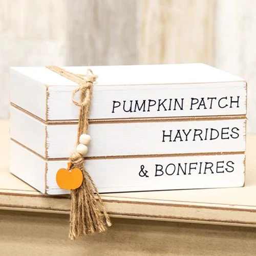 Pumpkin Patch Wooden Faux Book Stack