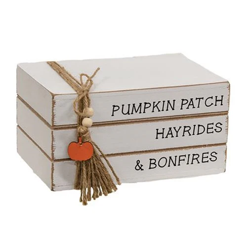 Pumpkin Patch Wooden Faux Book Stack - Image 2