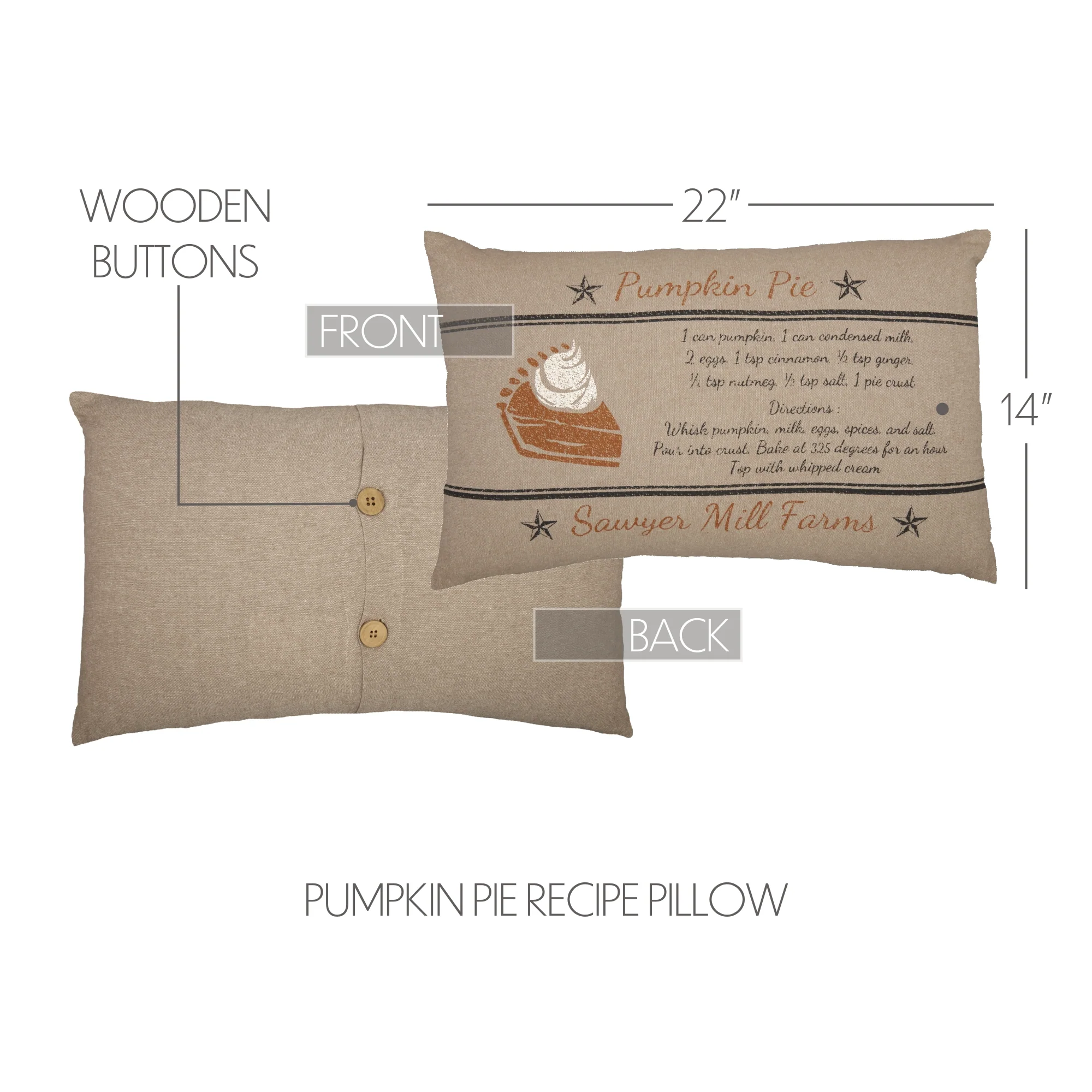 Pumpkin Pie Recipe Pillow 14'' x 22'' - Image 3