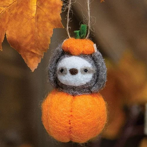 💙 Pumpkin Sloth Felt Fall Ornament