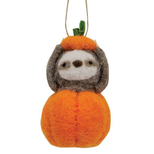💙 Pumpkin Sloth Felt Fall Ornament - Image 2