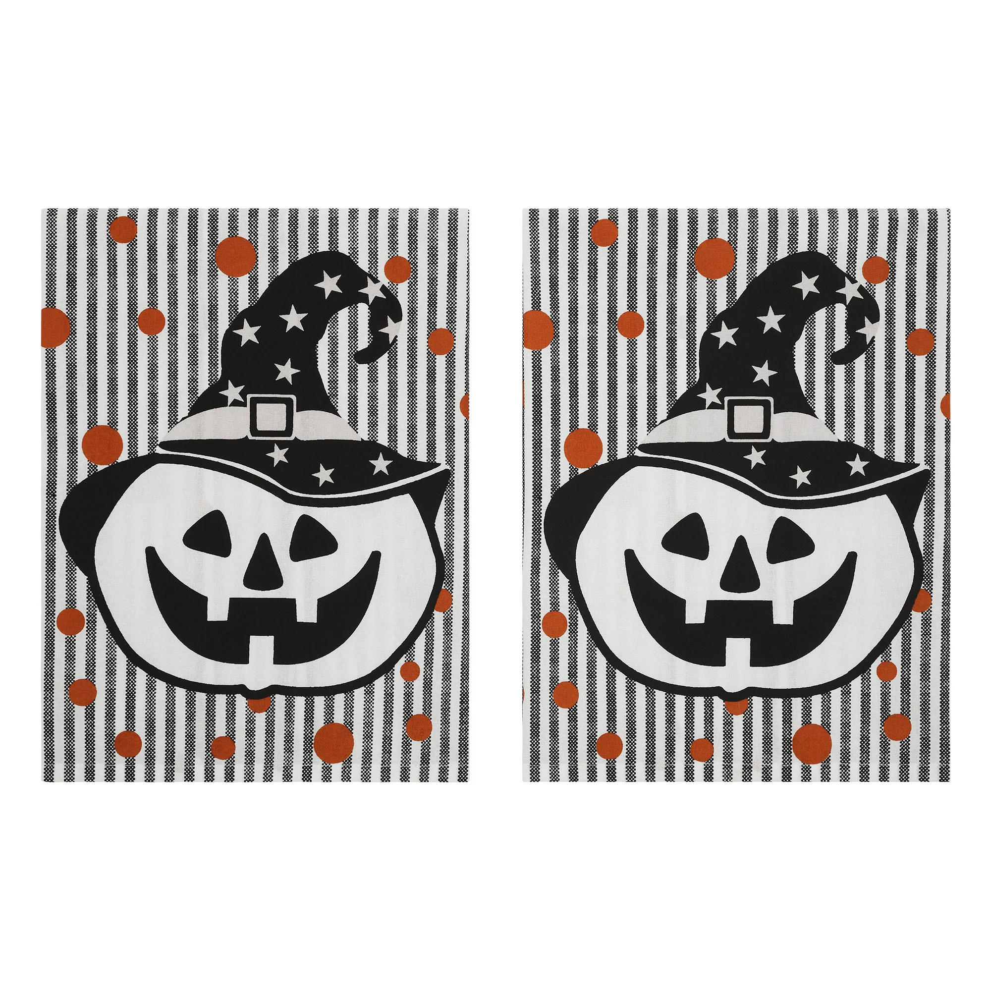 Pumpkin & Stripe Halloween Absorbent Cotton Kitchen Towel Set - Image 2