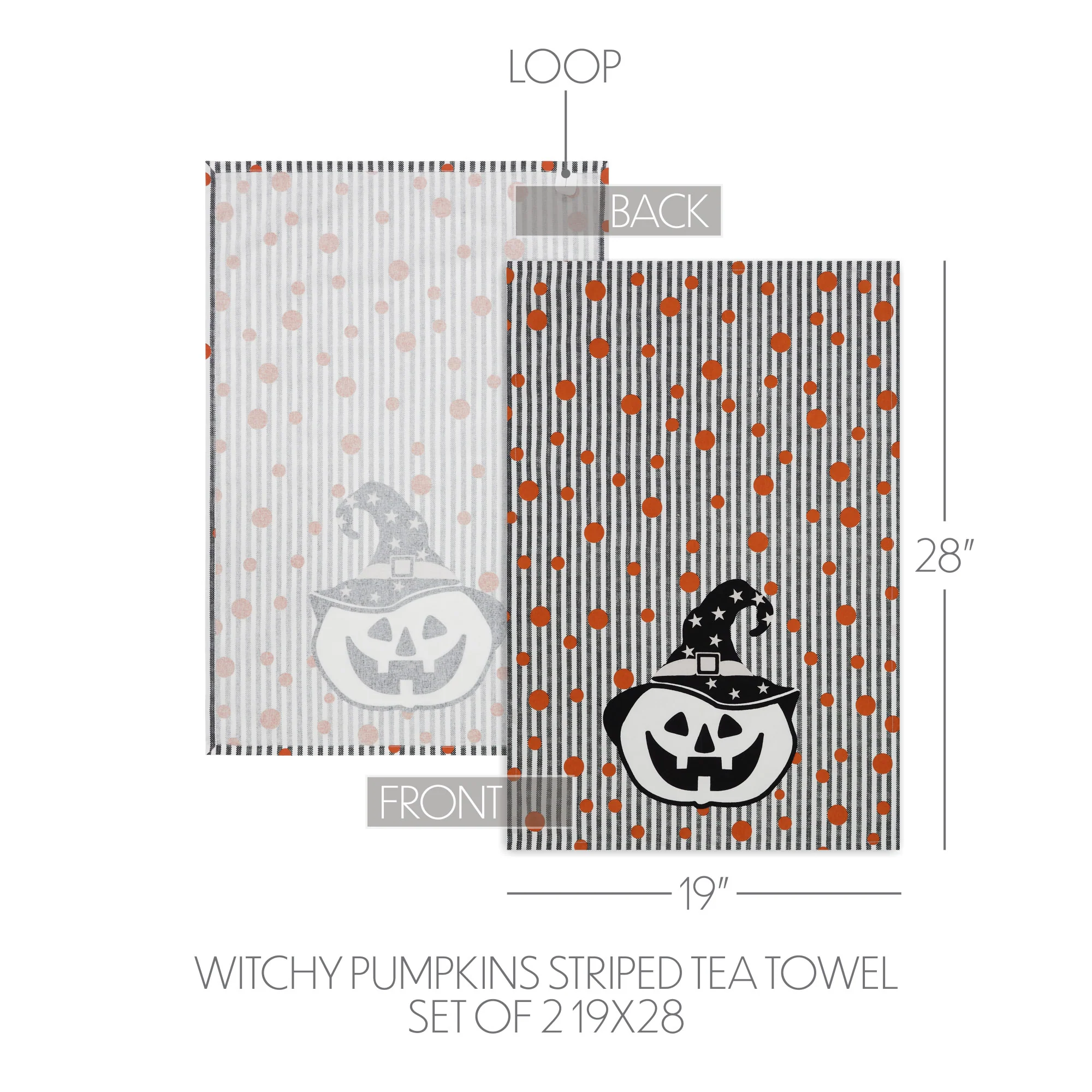 Pumpkin & Stripe Halloween Absorbent Cotton Kitchen Towel Set - Image 3