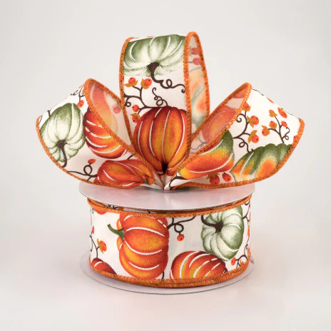 Pumpkins and Bittersweet Fall Ribbon 1.5" x 10 yards - Image 2