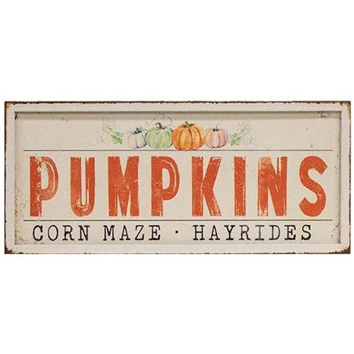 Pumpkins Corn Maze Hayrides 18" Metal Sign - Image 2
