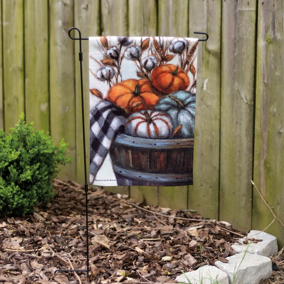 Pumpkins In A Basket Garden Flag - Image 2