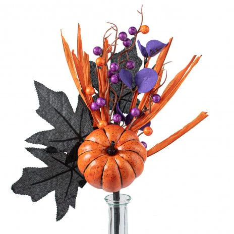 ๐ Pumpkins with Purple Orange and Black 15" Faux Halloween Pick