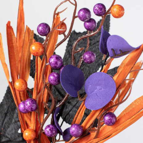 ๐ Pumpkins with Purple Orange and Black 15" Faux Halloween Pick - Image 2