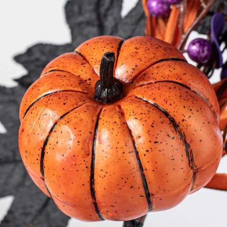 ๐ Pumpkins with Purple Orange and Black 15" Faux Halloween Pick - Image 3