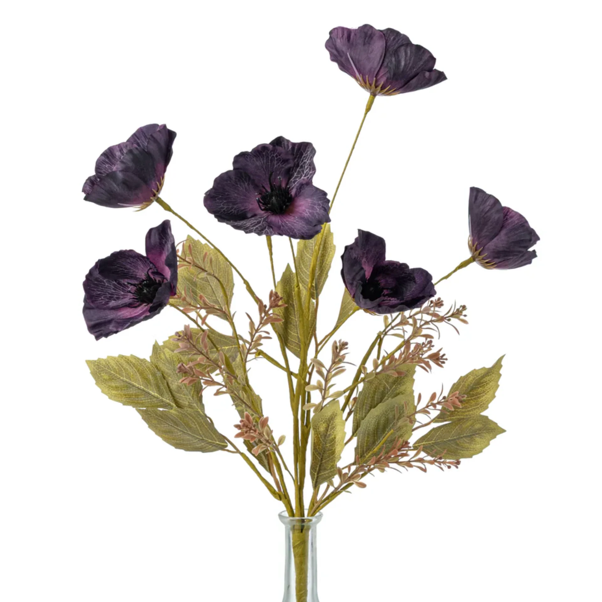 Purple Poppy 20" Faux Floral Bush