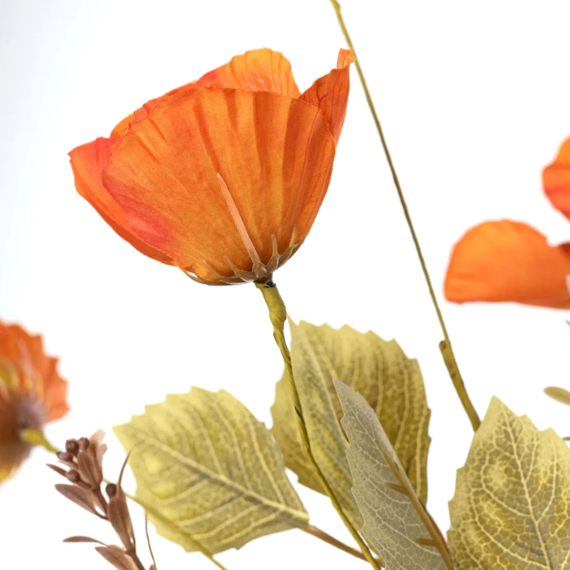 Orange Poppy 20" Faux Floral Bush - Image 2